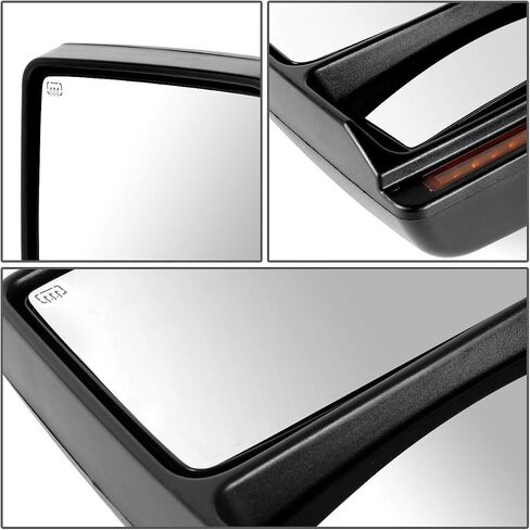 DNA Motoring TWM-006-T999-CH-AM Pair of Powered Heated Towing Side Mirrors W/Turn Signal Light Compatible with 04-14 F-150, Chrome/Amber in Saudi Arabia