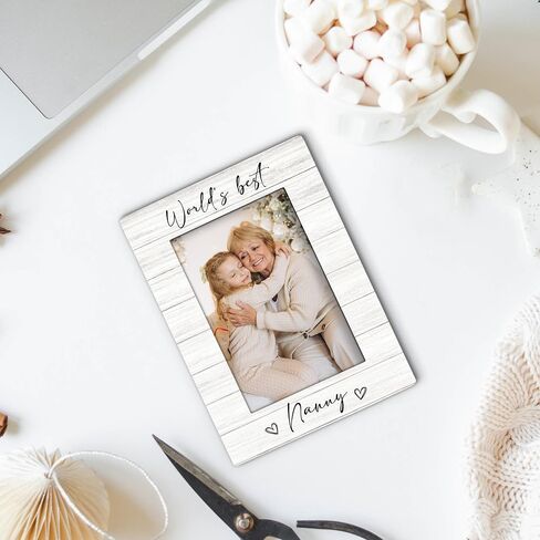 Nanny Grandma 4x6 Picture Frame, Mother's Day Gifts for Grandma Wooden Picture Frame, Best Grandmother Gifts, World's Best Nanny Decorative Photo Frames for Table Desk Decor in Saudi Arabia