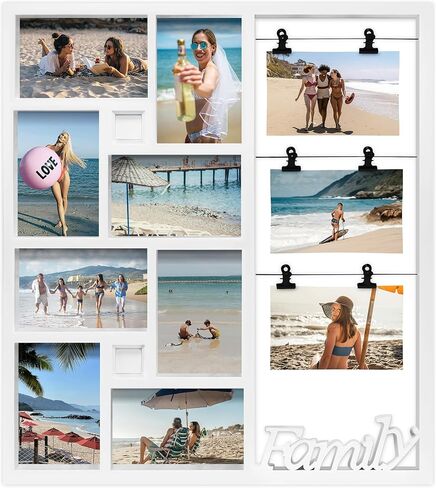 Jerry & Maggie Family Photo Frame, 11 Pictures Frame Multi Selfie Gallery Collage, Family Picture Frames Collage Wall Decor, No Assembly Needed, Assorted Frames for Gallery Wall (White) in Saudi Arabia