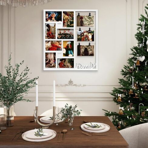 Jerry & Maggie Family Photo Frame, 11 Pictures Frame Multi Selfie Gallery Collage, Family Picture Frames Collage Wall Decor, No Assembly Needed, Assorted Frames for Gallery Wall (White) in Saudi Arabia