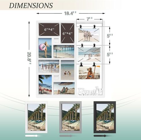 Jerry & Maggie Family Photo Frame, 11 Pictures Frame Multi Selfie Gallery Collage, Family Picture Frames Collage Wall Decor, No Assembly Needed, Assorted Frames for Gallery Wall (White) in Saudi Arabia