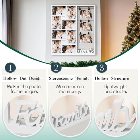 Jerry & Maggie Family Photo Frame, 11 Pictures Frame Multi Selfie Gallery Collage, Family Picture Frames Collage Wall Decor, No Assembly Needed, Assorted Frames for Gallery Wall (White) in Saudi Arabia