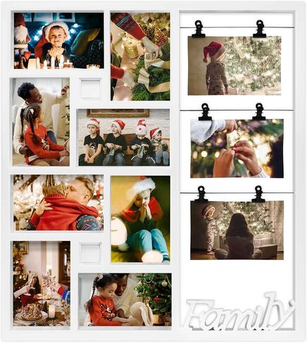 Jerry & Maggie Family Photo Frame, 11 Pictures Frame Multi Selfie Gallery Collage, Family Picture Frames Collage Wall Decor, No Assembly Needed, Assorted Frames for Gallery Wall (White) in Saudi Arabia