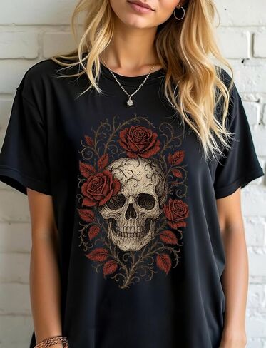 Halloween Eerie Skull Roses Dark Enchantment Mystery - Tee for Men & Women - Graphic T-Shirt in Saudi Arabia