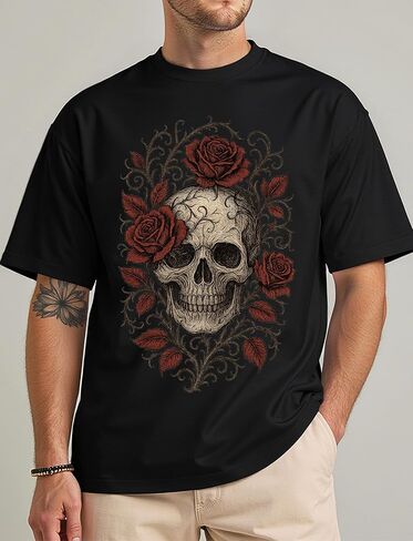 Halloween Eerie Skull Roses Dark Enchantment Mystery - Tee for Men & Women - Graphic T-Shirt in Saudi Arabia