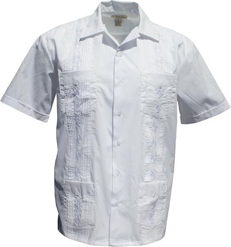 Foxfire Men's Casual Guayabera Cuban Shirt Regular, Big & Tall Sizes, Short Sleeve Pockets Cotton Blend in Kuwait