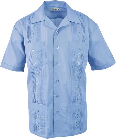 Foxfire Men's Casual Guayabera Cuban Shirt Regular, Big & Tall Sizes, Short Sleeve Pockets Cotton Blend in Kuwait