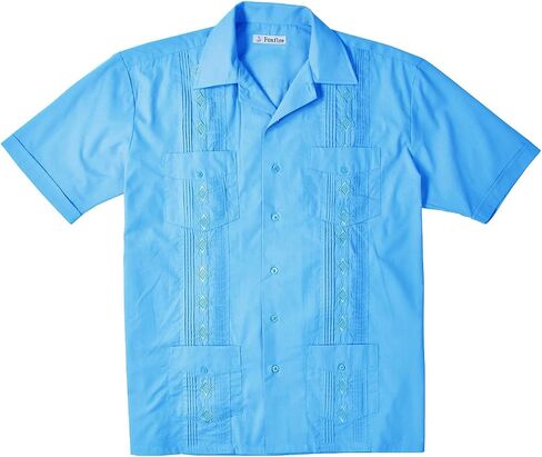 Foxfire Men's Casual Guayabera Cuban Shirt Regular, Big & Tall Sizes, Short Sleeve Pockets Cotton Blend in Kuwait