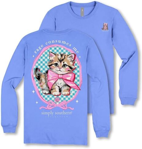 Simply Southern Rage Consumes Me Kitten, Bow, Adult Long Sleeve Shirt in Saudi Arabia