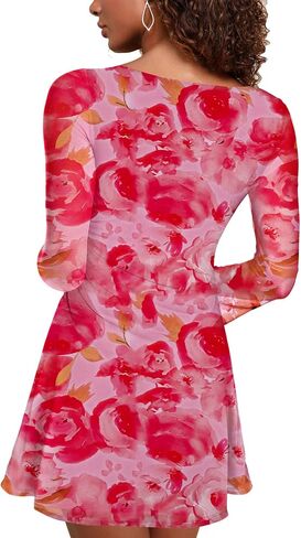 MAYFASEY Women's Floral Maxi Dress Square Neck Long Sleeve Mesh Bodycon Tight Fitted Party Club Ruched Dresses in Saudi Arabia