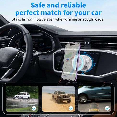 360° Adjustable Vacuum Magnetic Suction Cup Phone Mount, Magnetic Phone Holder for Car/Gym/Travel/Mirror/Smooth Surface, Suction Phone Mount Compatible iPhone Android and All Smartphones (Gray) in Saudi Arabia
