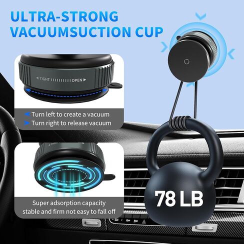 360 درجة قابلة للتعديل مكبّر كوب شفط مغناطيسي ، حامل هاتف مغناطيسي للسيارة/الصالة الرياضية/السفر/المرآة/السطح الأملس ، هاتف iPhone Android متوافق مع جميع الهواتف الذكية (رمادي) in Kuwait