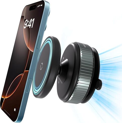 360 درجة قابلة للتعديل مكبّر كوب شفط مغناطيسي ، حامل هاتف مغناطيسي للسيارة/الصالة الرياضية/السفر/المرآة/السطح الأملس ، هاتف iPhone Android متوافق مع جميع الهواتف الذكية (رمادي) in Kuwait