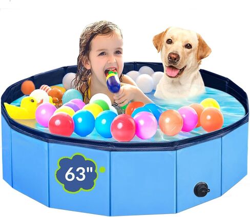 Dog Pool, Foldable Pet Swimming Pool with 6mm High-Strength PP Board, Hard Plastic Collapsible Doggy Pools for Small Dogs Kitty Duck,Non-Slip Doggie Bathtub Quick to Set Up and Drainage Hole(32x8in) in Kuwait