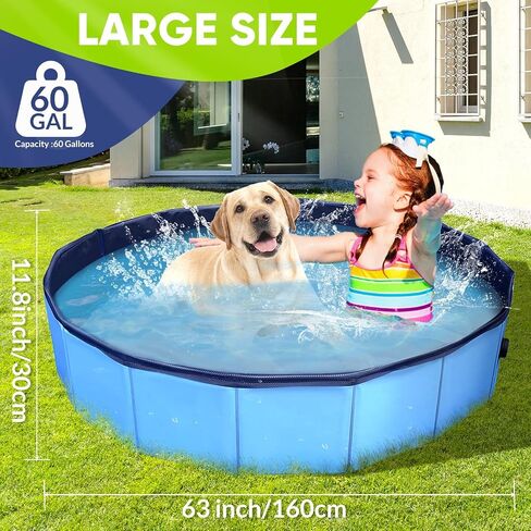 Dog Pool, Foldable Pet Swimming Pool with 6mm High-Strength PP Board, Hard Plastic Collapsible Doggy Pools for Small Dogs Kitty Duck,Non-Slip Doggie Bathtub Quick to Set Up and Drainage Hole(32x8in) in Kuwait