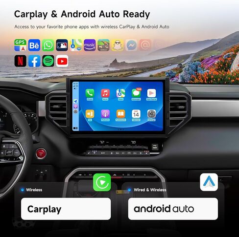 Dasaita Android 13 Car Stereo for Toyota Tundra 2022 2023 2024 with Backup Camera, Wireless Carplay Android Auto, 14" Touch Screen Head Unit, GPS, Radio, BT5.0, 5G WiFi/4G LTE, 8G RAM 256G ROM, Silver in Saudi Arabia