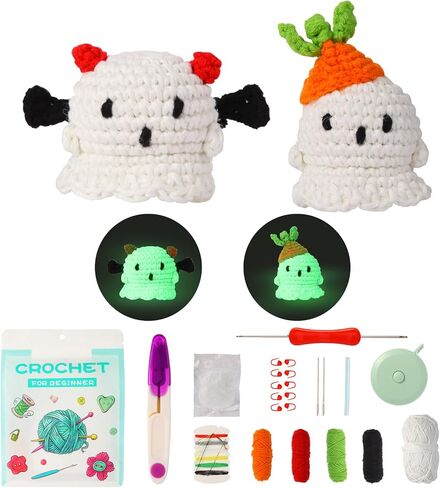 GOZATO Crochet Kit for Beginners 8PCS Crochet Animal Kit with Step-by-Step Video Tutorials and Yarns, Hook, Accessories in Kuwait