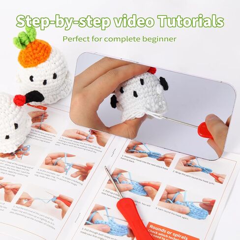 GOZATO Crochet Kit for Beginners 8PCS Crochet Animal Kit with Step-by-Step Video Tutorials and Yarns, Hook, Accessories in Kuwait