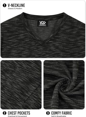 Men's V Neck T Shirts Casual Stylish Fitted Stretch Tee Shirt with Pocket (S-3XL) in Kuwait