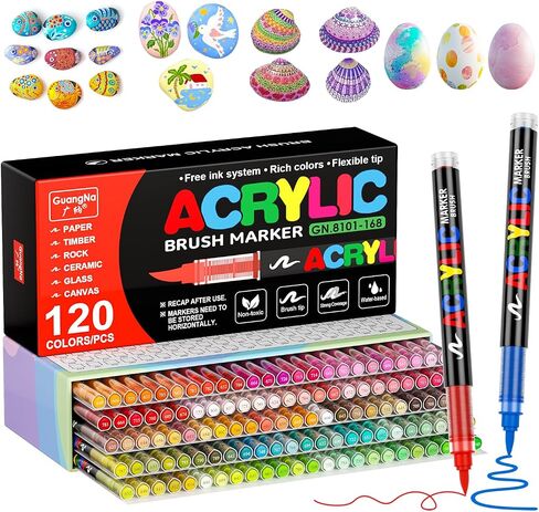 DICEKOO 240 Colors Acrylic Paint Markers, Soft Brush Tip Pens with Automatic Ink Control System, Waterproof, Quick-Drying, Lightfast, for Rock Painting, Canvas, Wood, Egg & DIY Crafts Art Supplies in Saudi Arabia