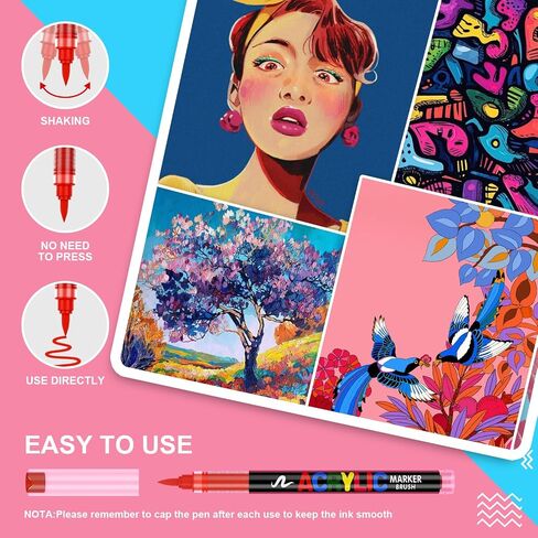 DICEKOO 240 Colors Acrylic Paint Markers, Soft Brush Tip Pens with Automatic Ink Control System, Waterproof, Quick-Drying, Lightfast, for Rock Painting, Canvas, Wood, Egg & DIY Crafts Art Supplies in Saudi Arabia