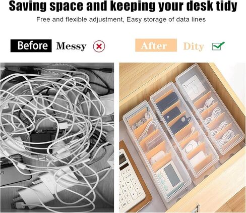 2 حزمة كابل منظم مربع تخزين مع 16 علاقات الكابلات ، منظم تخزين كبل الشاحن ، منظم سلك الطاقة للمكتب ، المنزل ، ملحقات المكتب لوازم القرطاسية تخزين المكتب in Kuwait