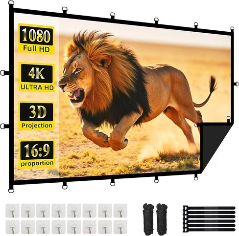 Projector Screen,120-inch Outdoor Projector,16:9 Movie Screen,4K HD Projection Screen for Home,Office,Party,Travel (120 Inch Projector Screen) in Saudi Arabia
