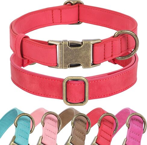 Soft Leather Dog Collar for Small Medium Large Dogs, Heavy Duty Dog Collar Leather with Quick Release Metal Buckle, Durable & Adjustable for Large Dogs Walking (Brown, L) in Kuwait