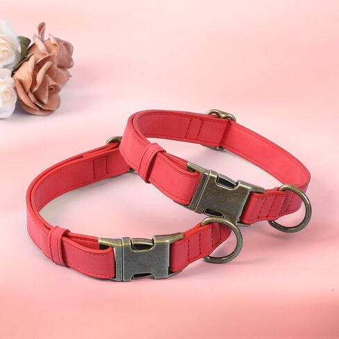 Soft Leather Dog Collar for Small Medium Large Dogs, Heavy Duty Dog Collar Leather with Quick Release Metal Buckle, Durable & Adjustable for Large Dogs Walking (Brown, L) in Kuwait