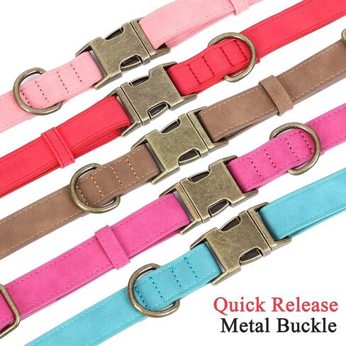 Soft Leather Dog Collar for Small Medium Large Dogs, Heavy Duty Dog Collar Leather with Quick Release Metal Buckle, Durable & Adjustable for Large Dogs Walking (Brown, L) in Kuwait