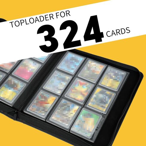 Toploader Binder ، يحتوي على 288 من Toploaders ، 9 جيب من محمل الجيب مع الأكمام ل 3 × 4 '' Toploaders ، رابط تخزين لوادر أعلى من الجيب ، رابط بطاقة التداول - الكربون الأسود in Kuwait