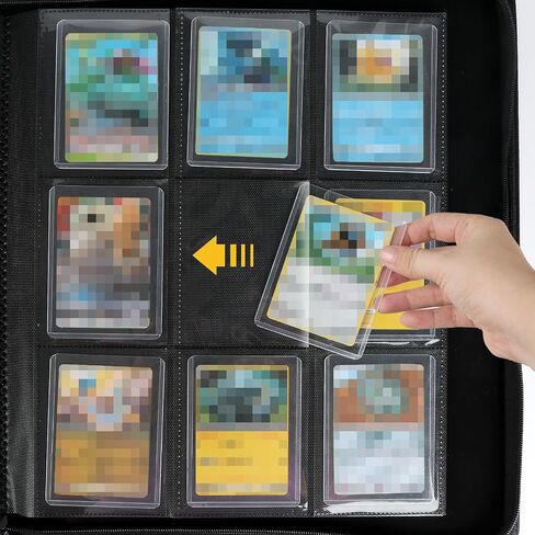 Toploader Binder ، يحتوي على 288 من Toploaders ، 9 جيب من محمل الجيب مع الأكمام ل 3 × 4 '' Toploaders ، رابط تخزين لوادر أعلى من الجيب ، رابط بطاقة التداول - الكربون الأسود in Kuwait