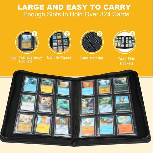 Toploader Binder ، يحتوي على 288 من Toploaders ، 9 جيب من محمل الجيب مع الأكمام ل 3 × 4 '' Toploaders ، رابط تخزين لوادر أعلى من الجيب ، رابط بطاقة التداول - الكربون الأسود in Kuwait