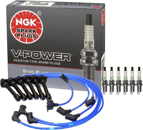 NGK Wire & 6 V-Power Spark Plugs Kit For Acura CL Honda Accord 3.0 V6 J30A1 in Saudi Arabia
