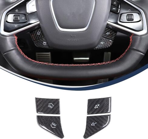 غطاء زر لوحة مكشوف السيارة تقليم ل Corvette C8 2020-2025 ، إكسسوارات الديكور الداخلية للسيارة ألياف الكربون (أحمر) in Saudi Arabia