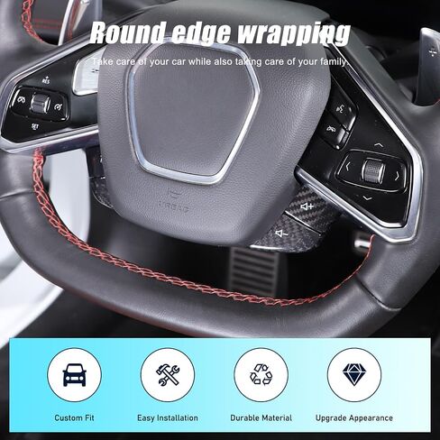 غطاء زر لوحة مكشوف السيارة تقليم ل Corvette C8 2020-2025 ، إكسسوارات الديكور الداخلية للسيارة ألياف الكربون (أحمر) in Saudi Arabia