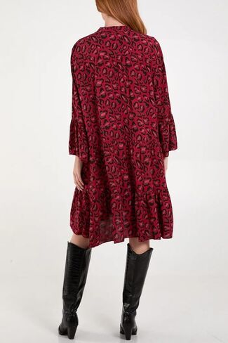 Utcoco Womens 2025 Leopard Print Summer Mini Dress Discale V الرقبة البوق in Kuwait
