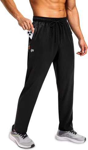 Men's Lightweight Hiking Pants Water Resistant Sweatpants Joggers with Zipper Pockets for Outdoor Workout Travel in Kuwait