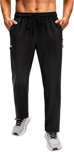 Men's Lightweight Hiking Pants Water Resistant Sweatpants Joggers with Zipper Pockets for Outdoor Workout Travel in Kuwait