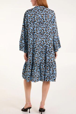 Utcoco Womens 2025 Leopard Print Summer Mini Dress Discale V الرقبة البوق in Kuwait