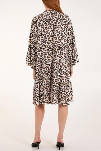 Utcoco Womens 2025 Leopard Print Summer Mini Dress Discale V الرقبة البوق in Kuwait