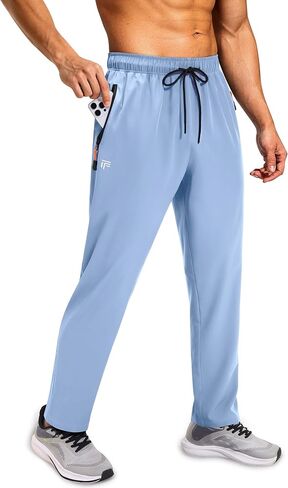 Men's Lightweight Hiking Pants Water Resistant Sweatpants Joggers with Zipper Pockets for Outdoor Workout Travel in Kuwait