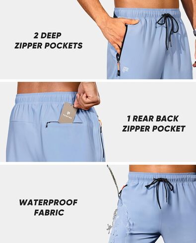 Men's Lightweight Hiking Pants Water Resistant Sweatpants Joggers with Zipper Pockets for Outdoor Workout Travel in Kuwait