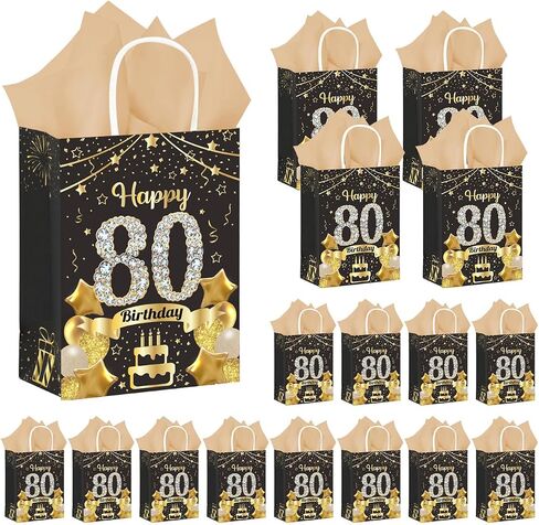 50Pcs 50th Birthday Party Favors Gift Bags Bulk, Black and Gold Happy 50th Gift Candy Wrap Bags with Tissue Paper, Vintage 50th Birthday Decorations Souvenir Bag for Men Women Anniversary Supplies (50th) in Kuwait