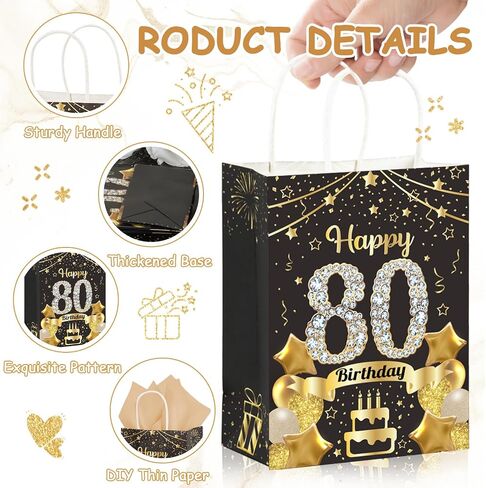 50Pcs 50th Birthday Party Favors Gift Bags Bulk, Black and Gold Happy 50th Gift Candy Wrap Bags with Tissue Paper, Vintage 50th Birthday Decorations Souvenir Bag for Men Women Anniversary Supplies (50th) in Kuwait