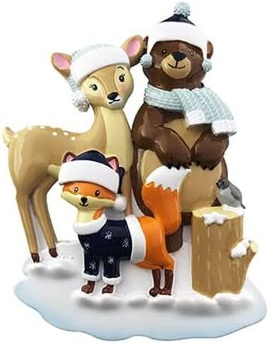 2024 Family of 3 Personalized Christmas Tree Hanging Ornament - Hand Customized Woodland Zoo Animals Fox Reindeer Bear Decorative Ornament (Family of 3) in Saudi Arabia