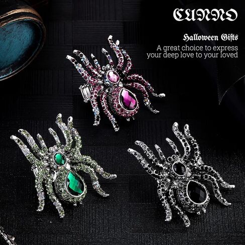 Cunno 3 Pcs Halloween Spider Stretch Ring for Finger Size 6.5 to 9 Colorful Silk Scarf Clasp Elastic Women Men Soft Band Spider Ring for Witch Punk Party Costume Accessories Gift in Saudi Arabia