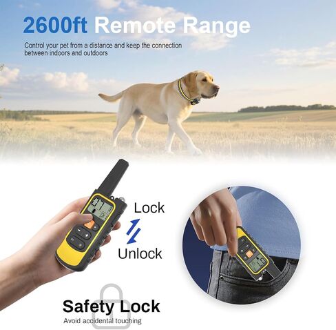 Dog Shock Collar with Remote Control - 2600ft 3 Modes Dog Training Collar, IPX7 Waterproof Dog Training Collar with Remote & LED Light, Security Lock, Flashlight, Beep Shock Collar for Dogs 8-120lbs in Saudi Arabia