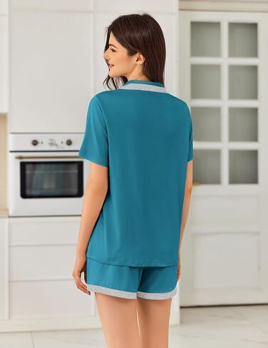 Ekouaer Womens Pajama Sets Short Sleeve Sleepwear Button Down Pjs Soft Comfy Loungewear S-XXL in Saudi Arabia