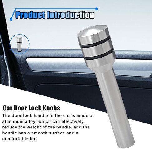 4PCS Car Door Lock Knobs, 1.92" x 0.44'' Safety Auto Inner Door Pull Pins, Aluminum Alloy Car Door Lock Pin Covers, Door Lift Bolt Decorative Replacement Accessory for Most Cars, SUVs, Trucks (Black) in Saudi Arabia